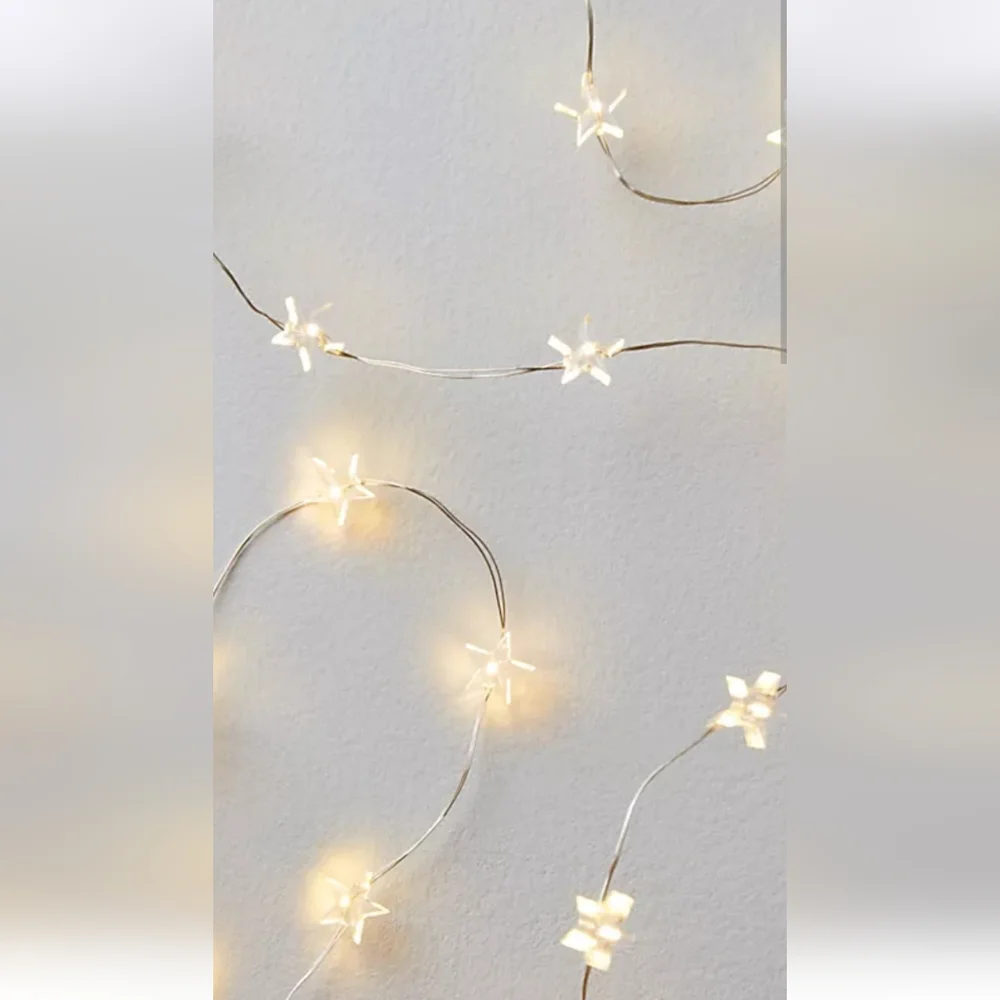 Free People Starry String Lights Mini White 7' Copper Wire With 3 Batteries NWOT
